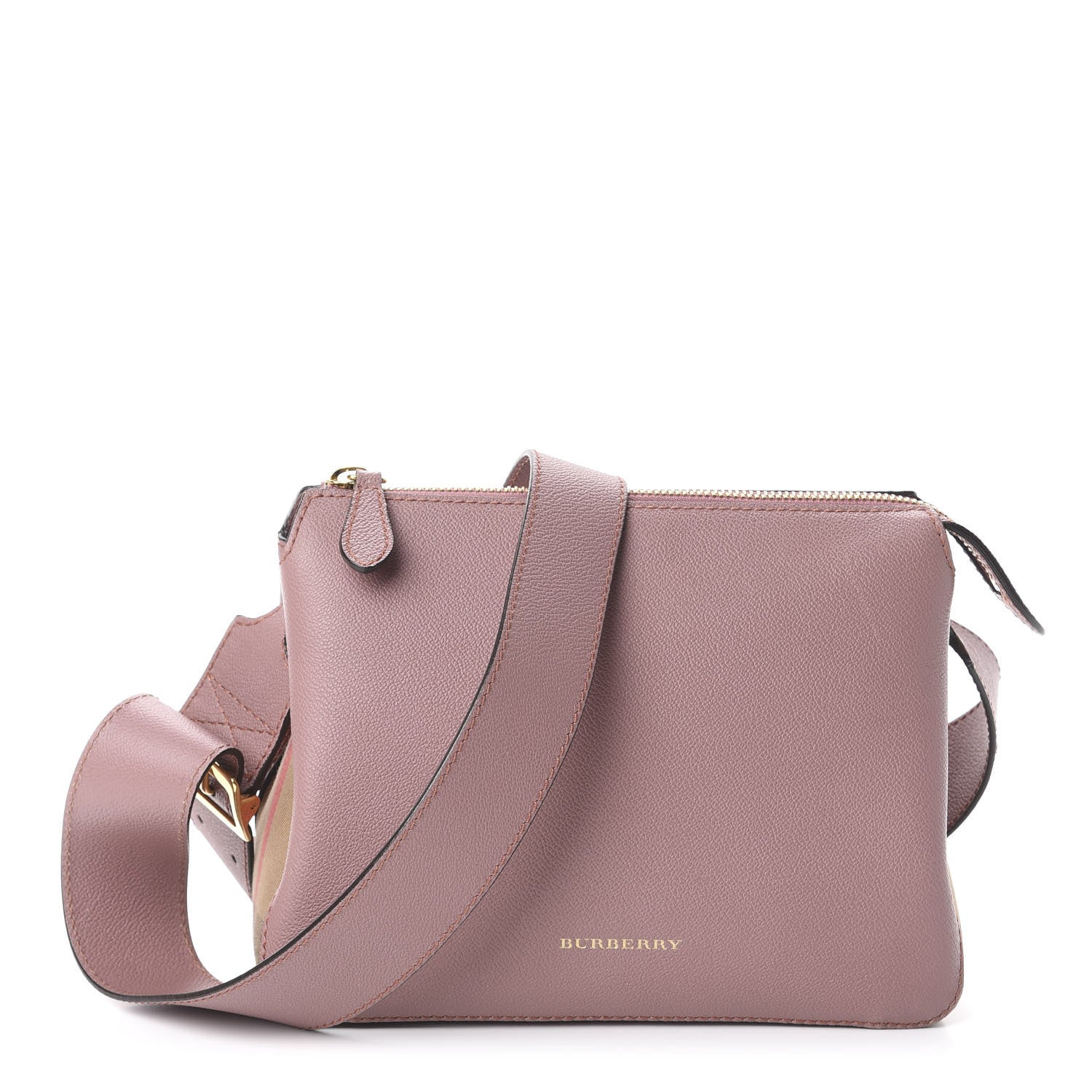 Burberry Soft Grain Calfskin House Check Small Helmsley Crossbody Dusty Pink 1 of 8