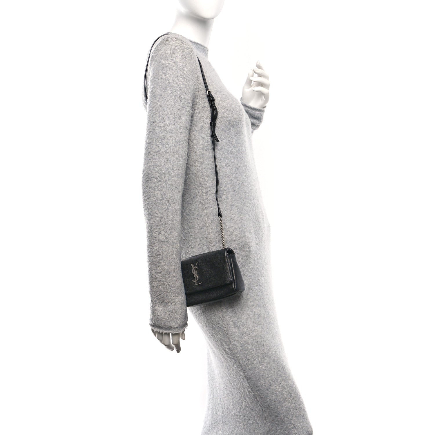 Saint Laurent Grain De Poudre Monogram Toy West Hollywood Fold-Over Bag Black 2 of 12