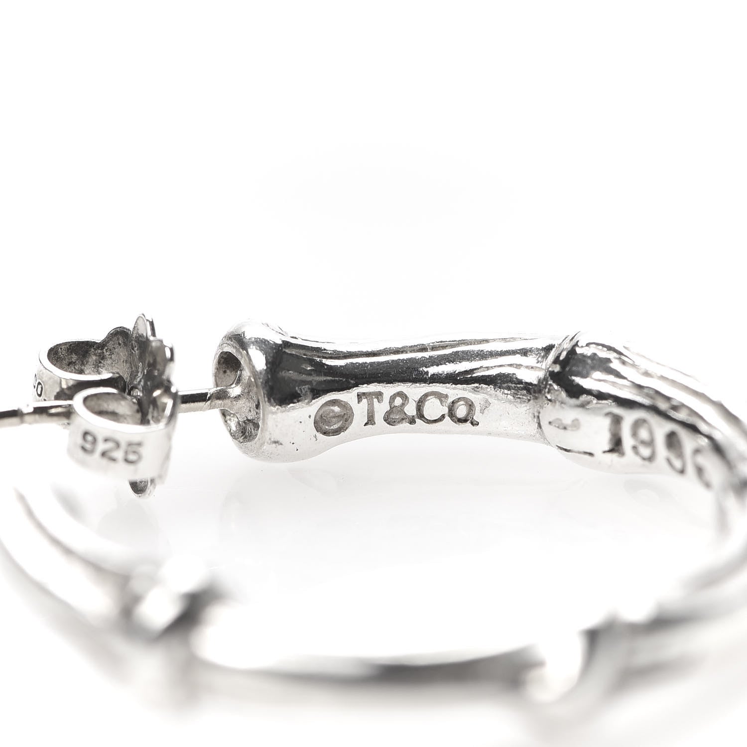 Tiffany Sterling Silver Bamboo Hoop Earrings 4 of 6