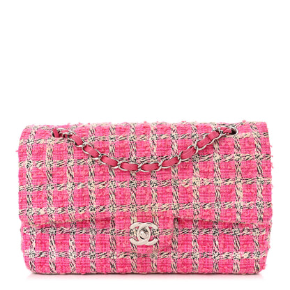 Chanel Tweed Quilted Medium Double Flap Hot Pink 1 of 12