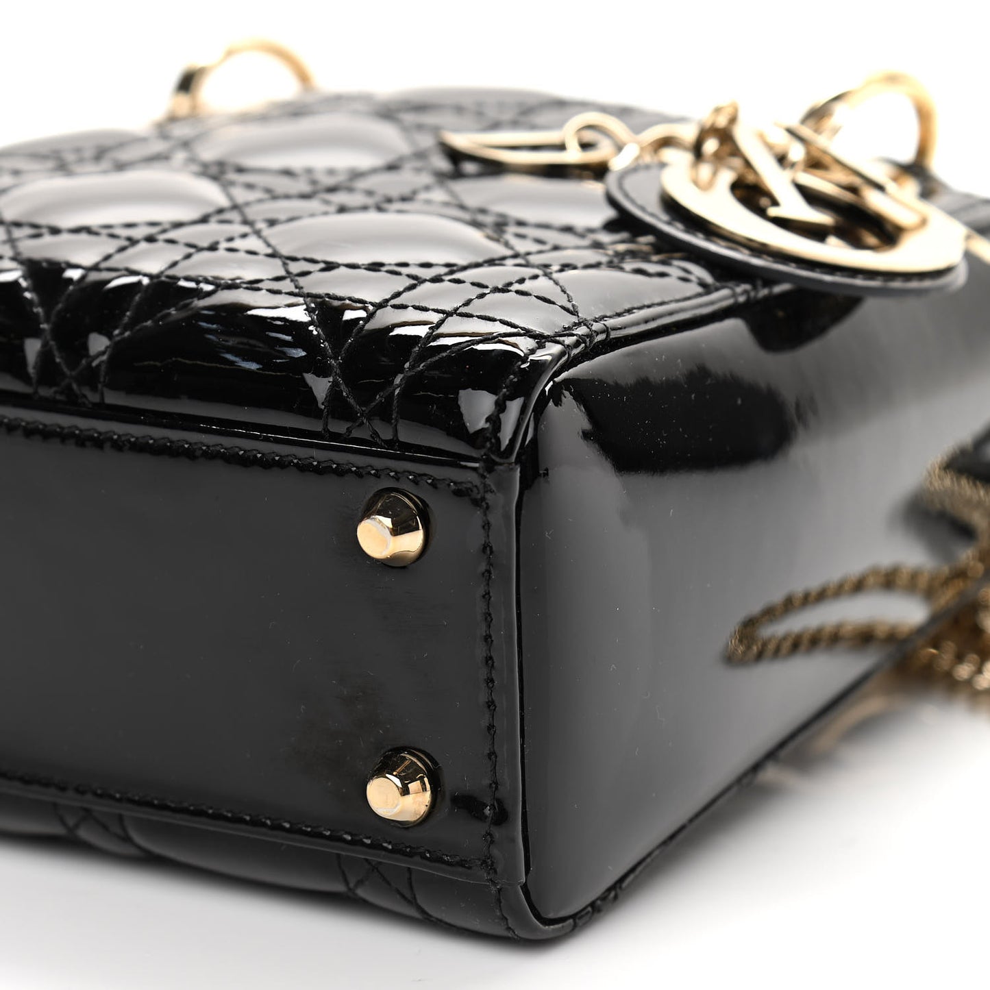 Patent Cannage Mini Lady Dior Black