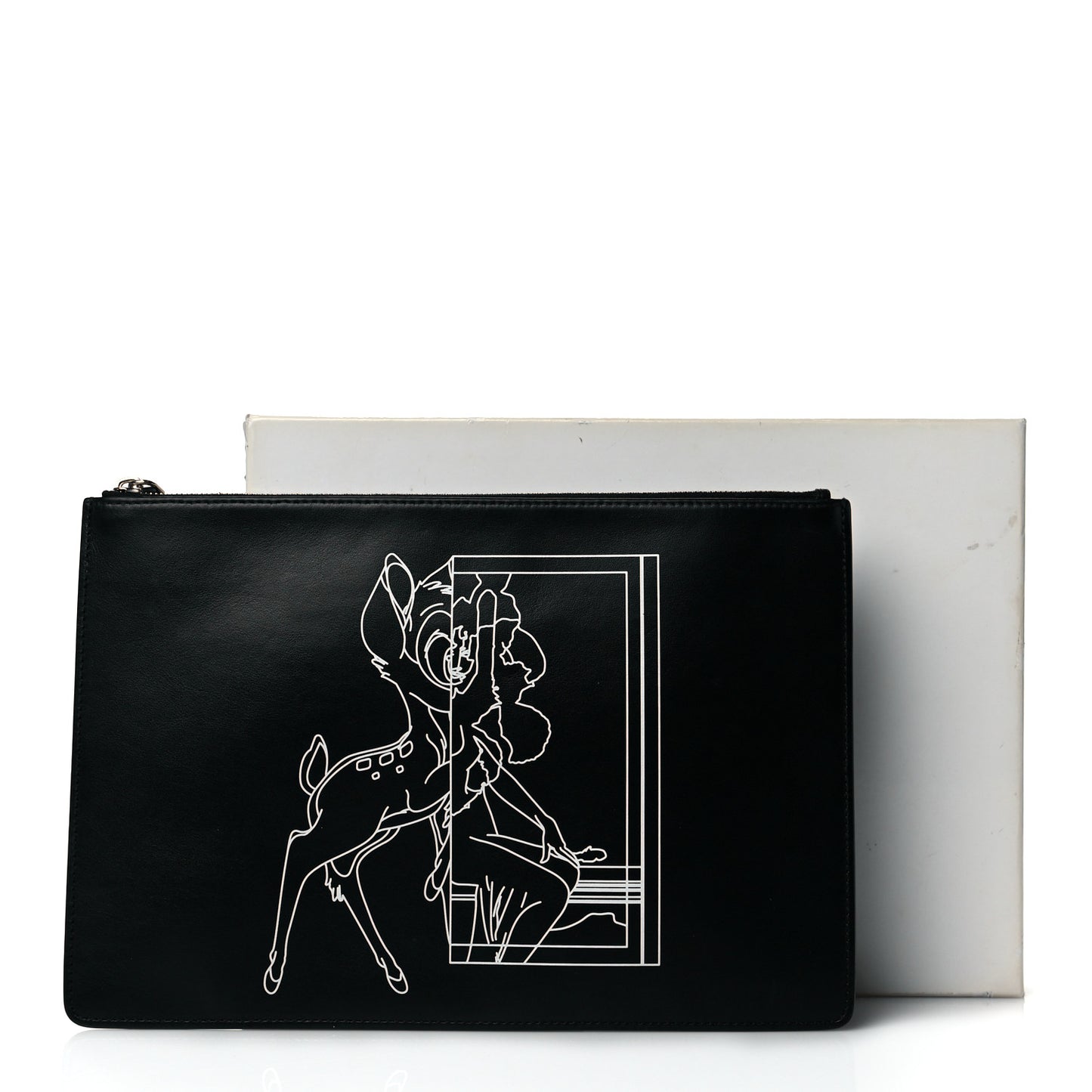 Calfskin Bambi Print Medium Cosmetic Pouch Black