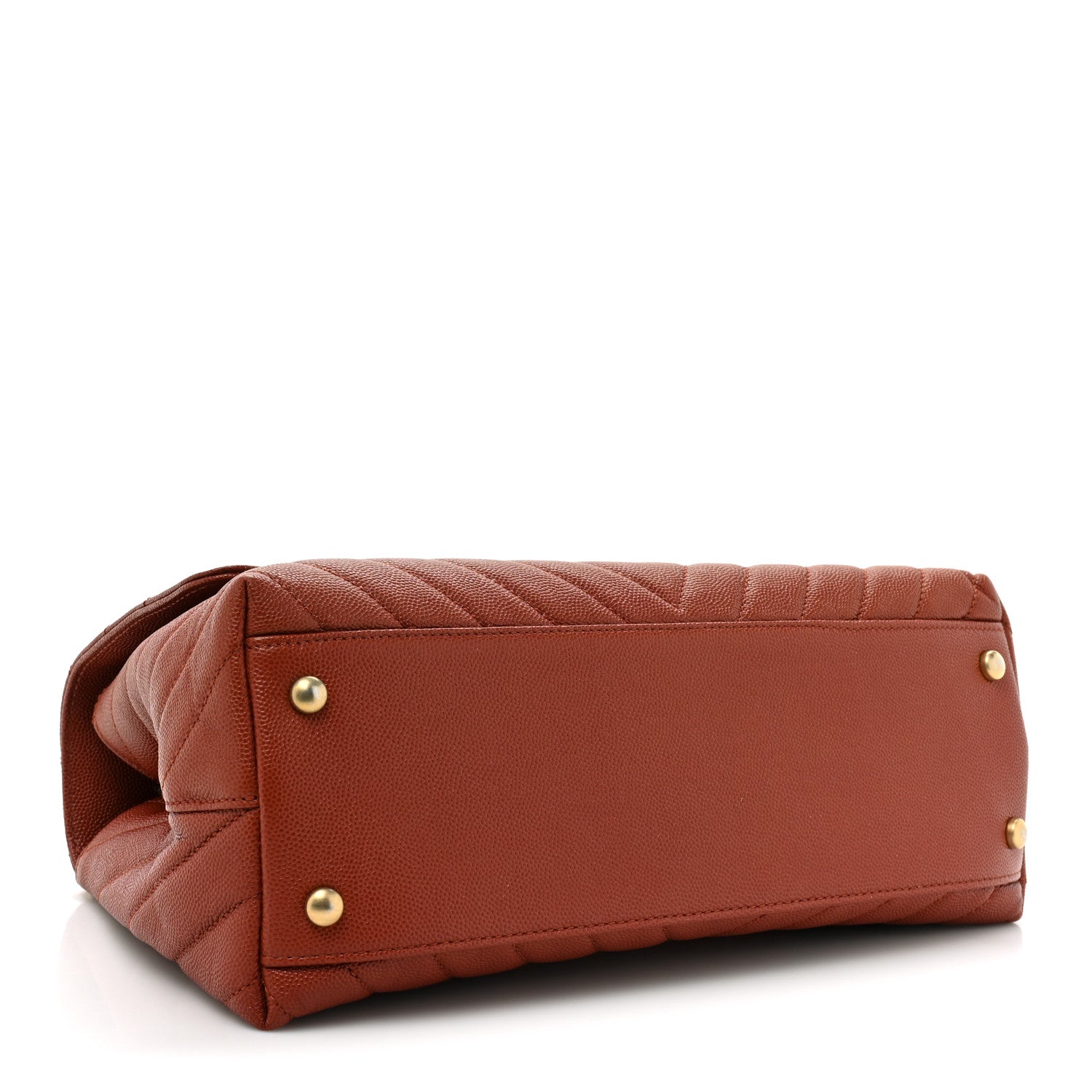 Chanel Caviar Chevron Quilted Small Coco Handle Flap Dark Orange 4 of 11