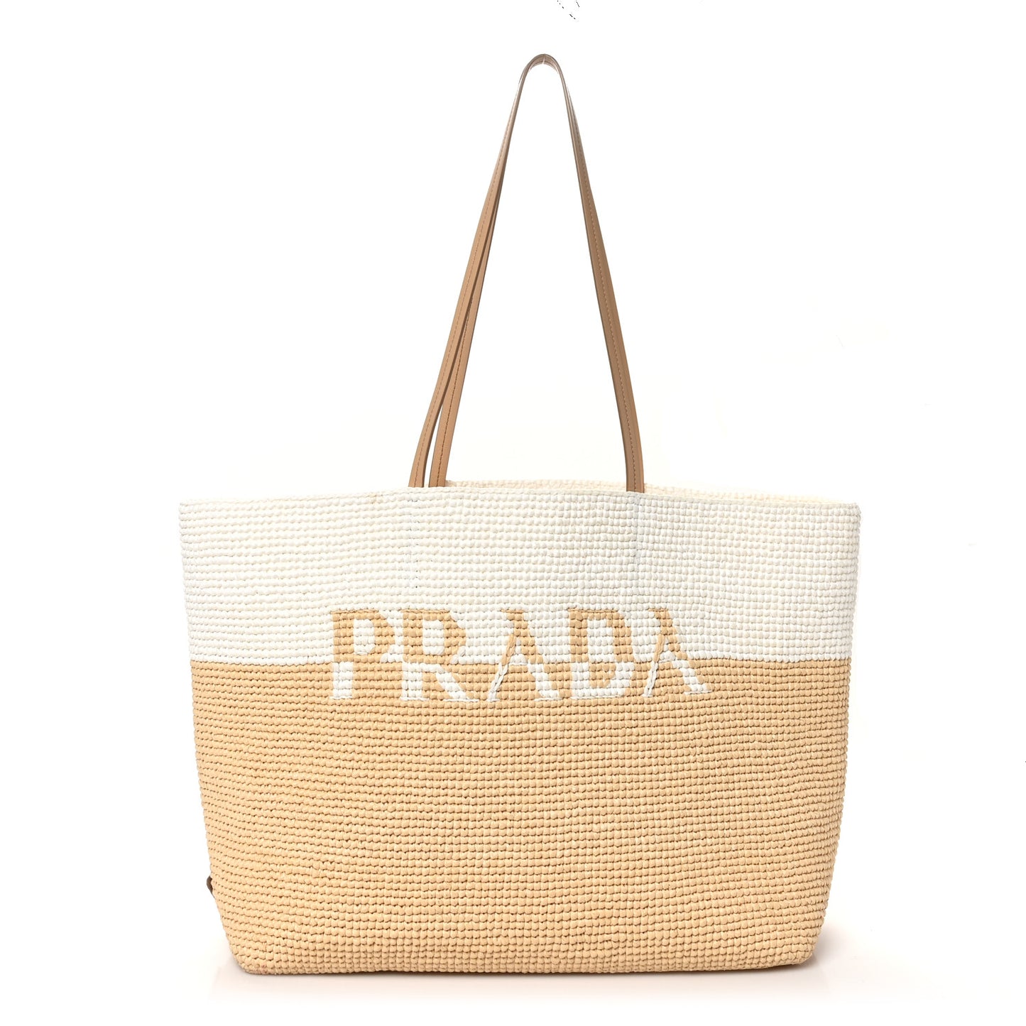 Yarn Raffia Effect Crochet Vitello Logo Shopping Tote Naturale White