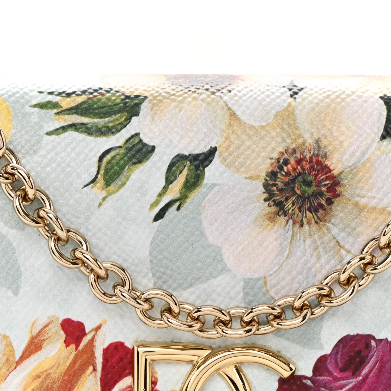 Dolce & Gabbana Dauphine Floral Print Wallet On Chain Blue Multicolor 7 of 9