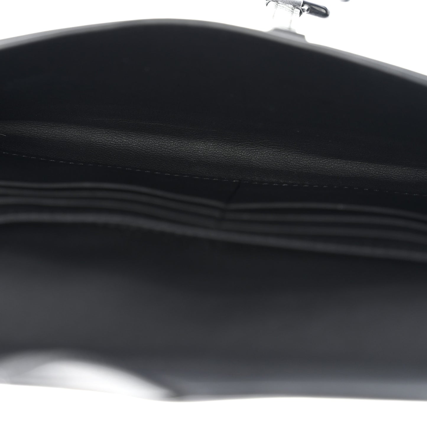 Ultra Matte Calfskin Saddle Chain Wallet Pouch Black