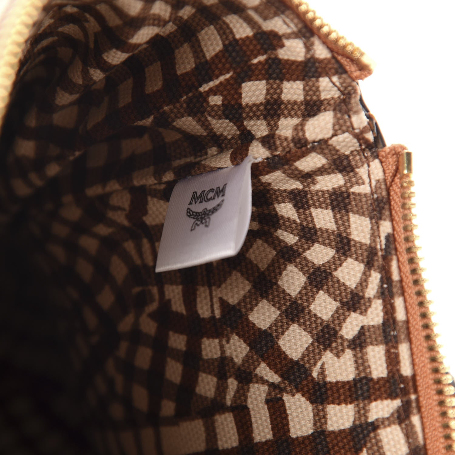 MCM Visetos Liz Shopper Tote Pouch Cognac 8 of 10