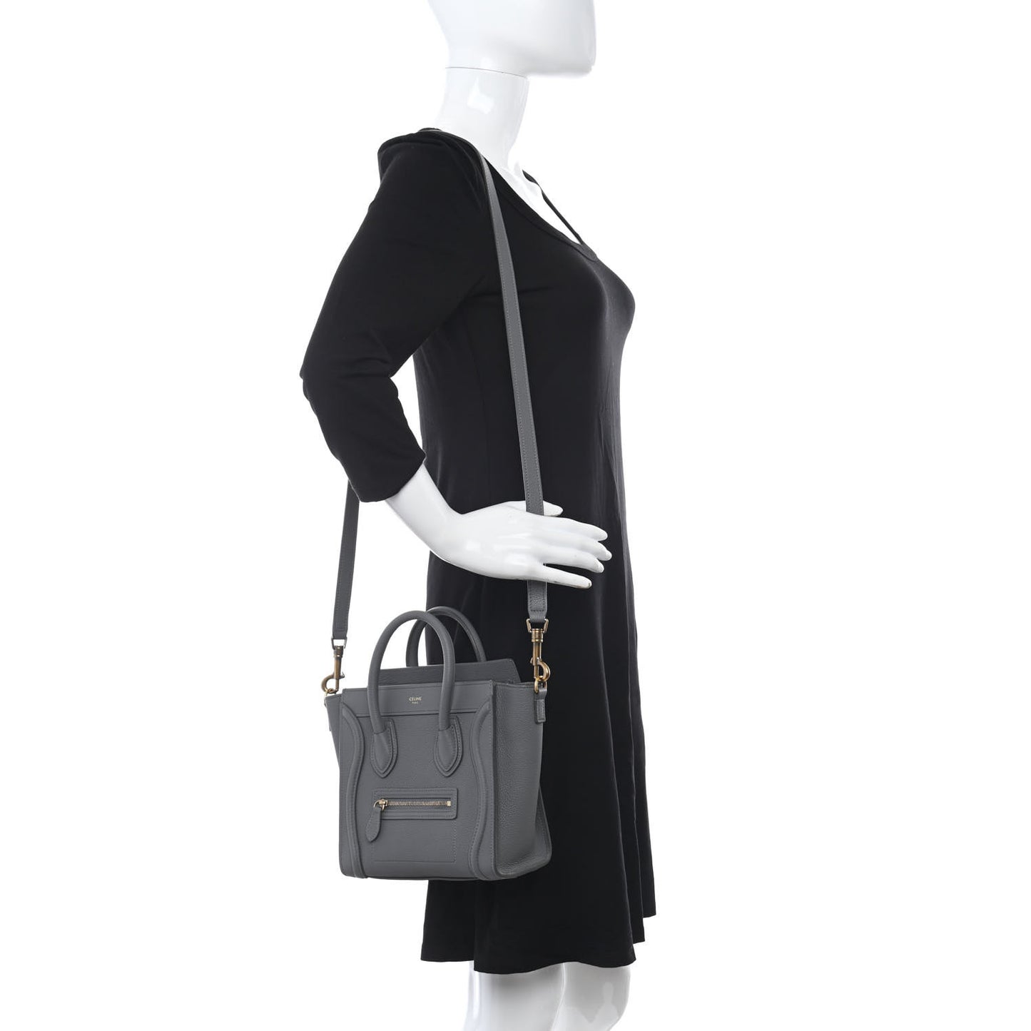 Baby Drummed Calfskin Nano Luggage Kohl