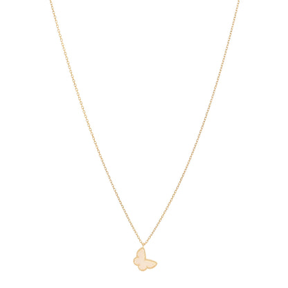 Van Cleef & Arpels 18K Yellow Gold Mother of Pearl Sweet Alhambra Butterfly Pendant Necklace 1 of 5