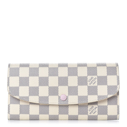 Louis Vuitton Damier Azur Emilie Wallet Rose Ballerine 1 of 9