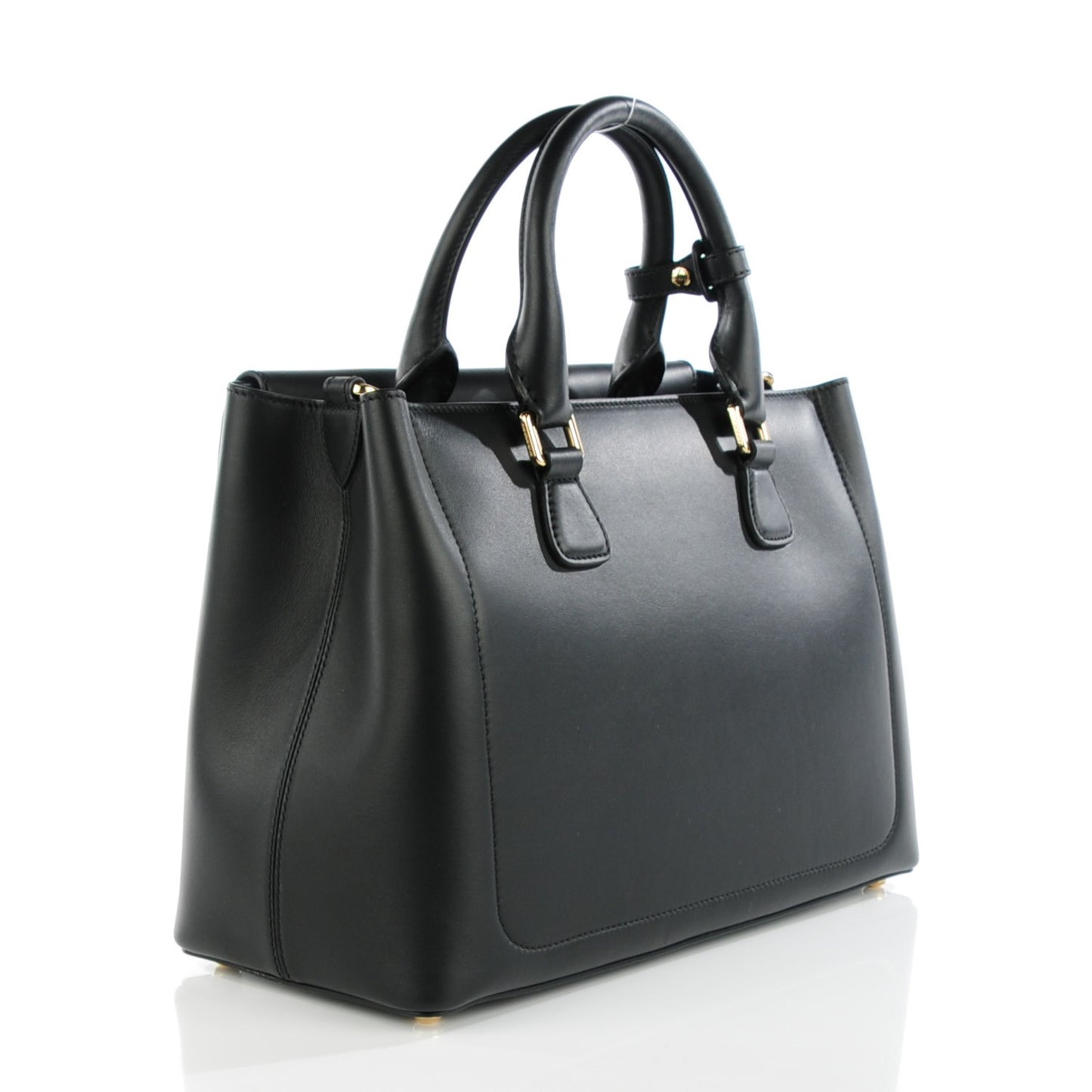 Smooth Calfskin Saddle Tote Black