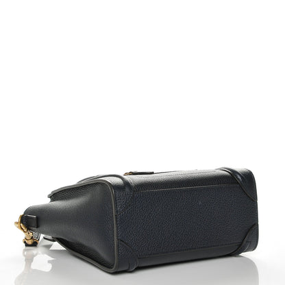 Celine Drummed Calfskin Nano Luggage Midnight 4 of 6