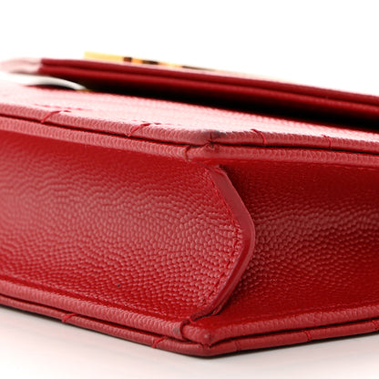 Saint Laurent Grain De Poudre Matelasse Chevron Monogram Envelope Chain Wallet New Red 10 of 10