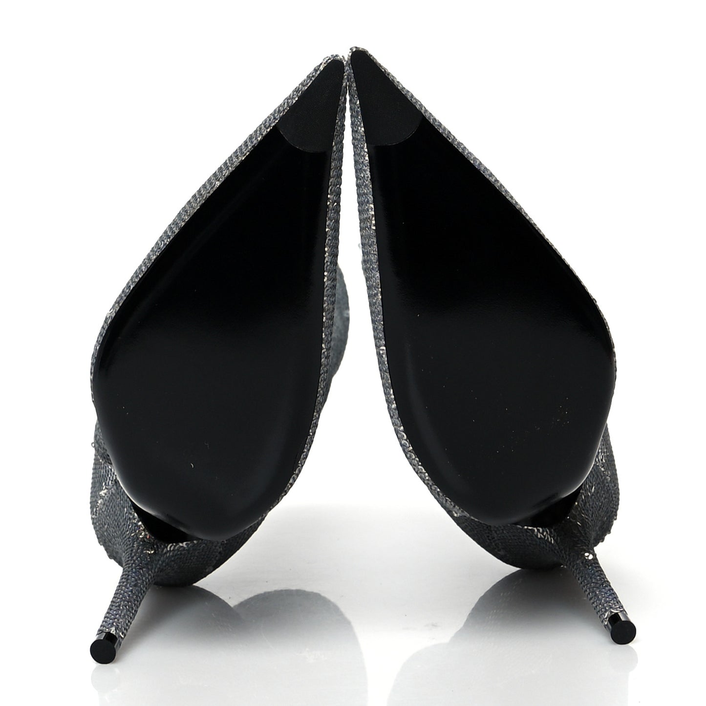 Metallic Sequin Spandex Pointy Toe Knife Booties 37 Silver