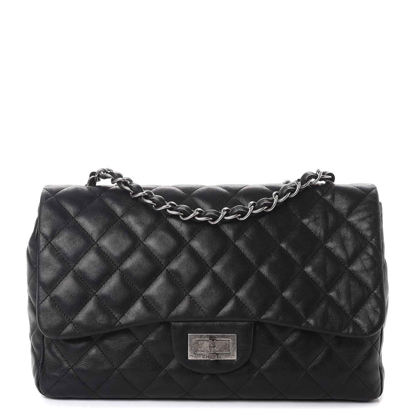 Washed Lambskin Quilted Jumbo Hybrid Reissue Flap Black