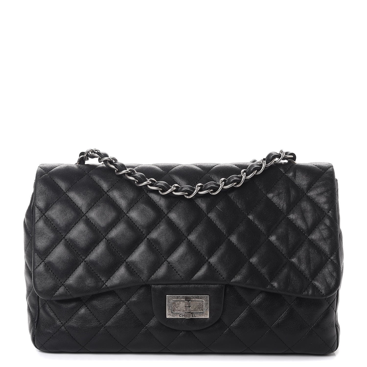 Chanel Washed Lambskin Quilted Jumbo Hybrid Reissue Flap Black 1 of 9