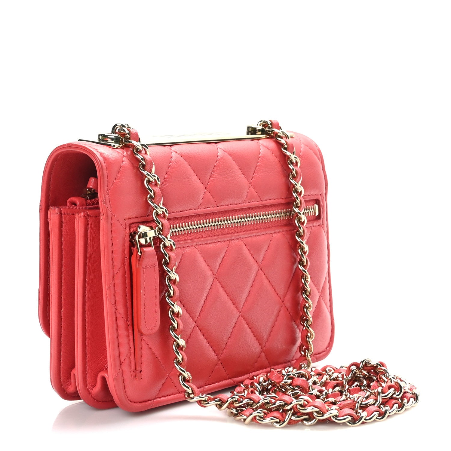 Chanel Lambskin Quilted Mini Trendy CC Wallet On Chain WOC Pink 2 of 9