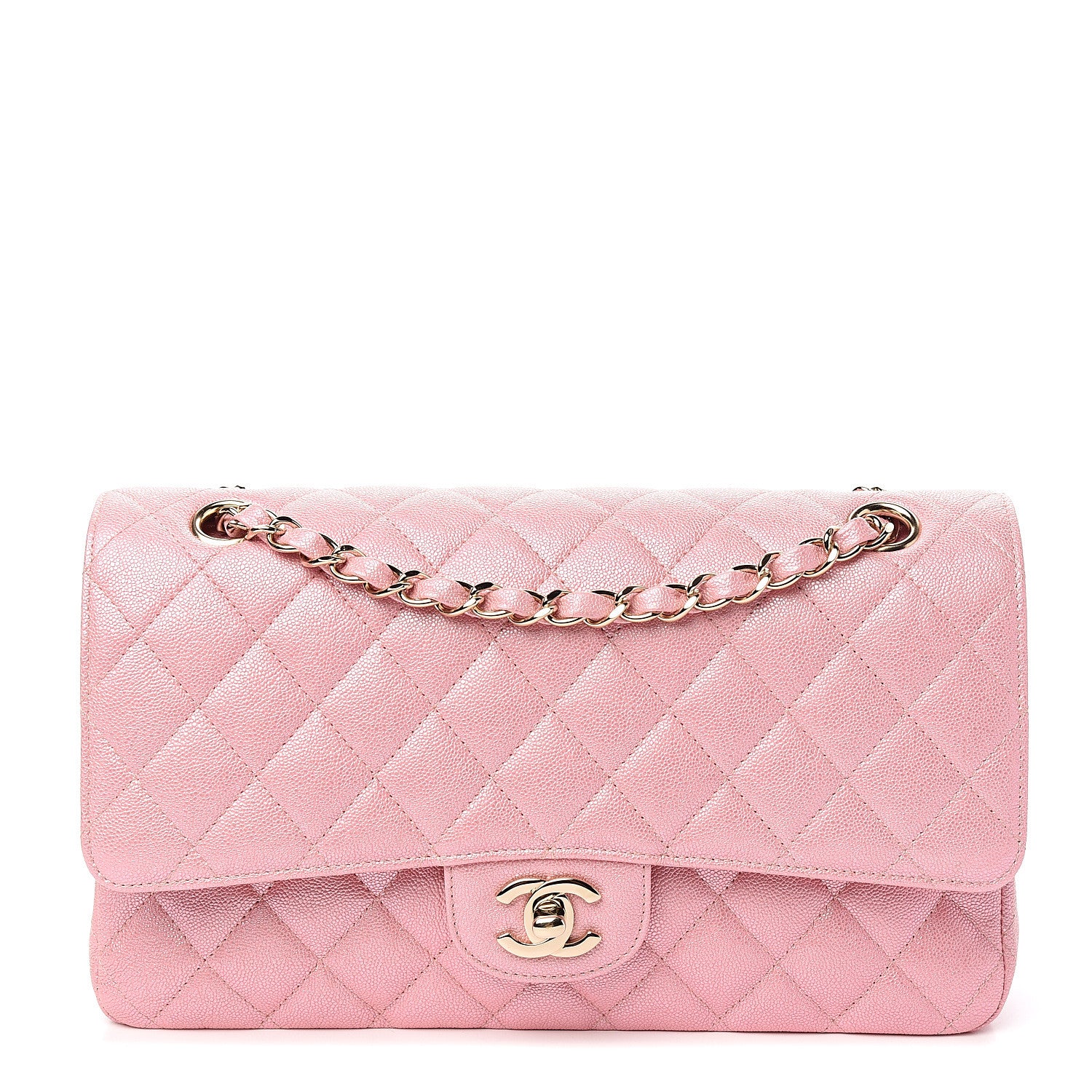 Chanel Iridescent Caviar Quilted Medium Double Flap Rose Pink 1 of 9