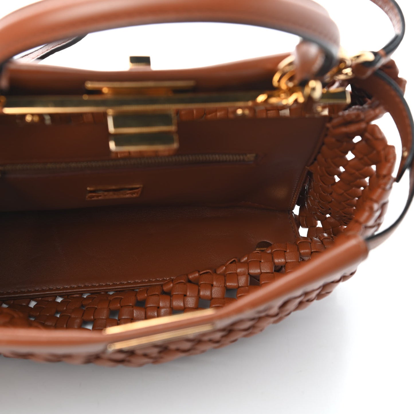 Nappa Woven Mini Peekaboo Iconic Satchel Orange