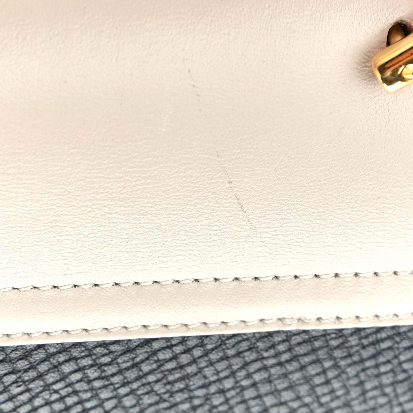 Grained Calfskin Lambskin Mini Bi-Color Drew Shoulder Bag Black Powder Beige