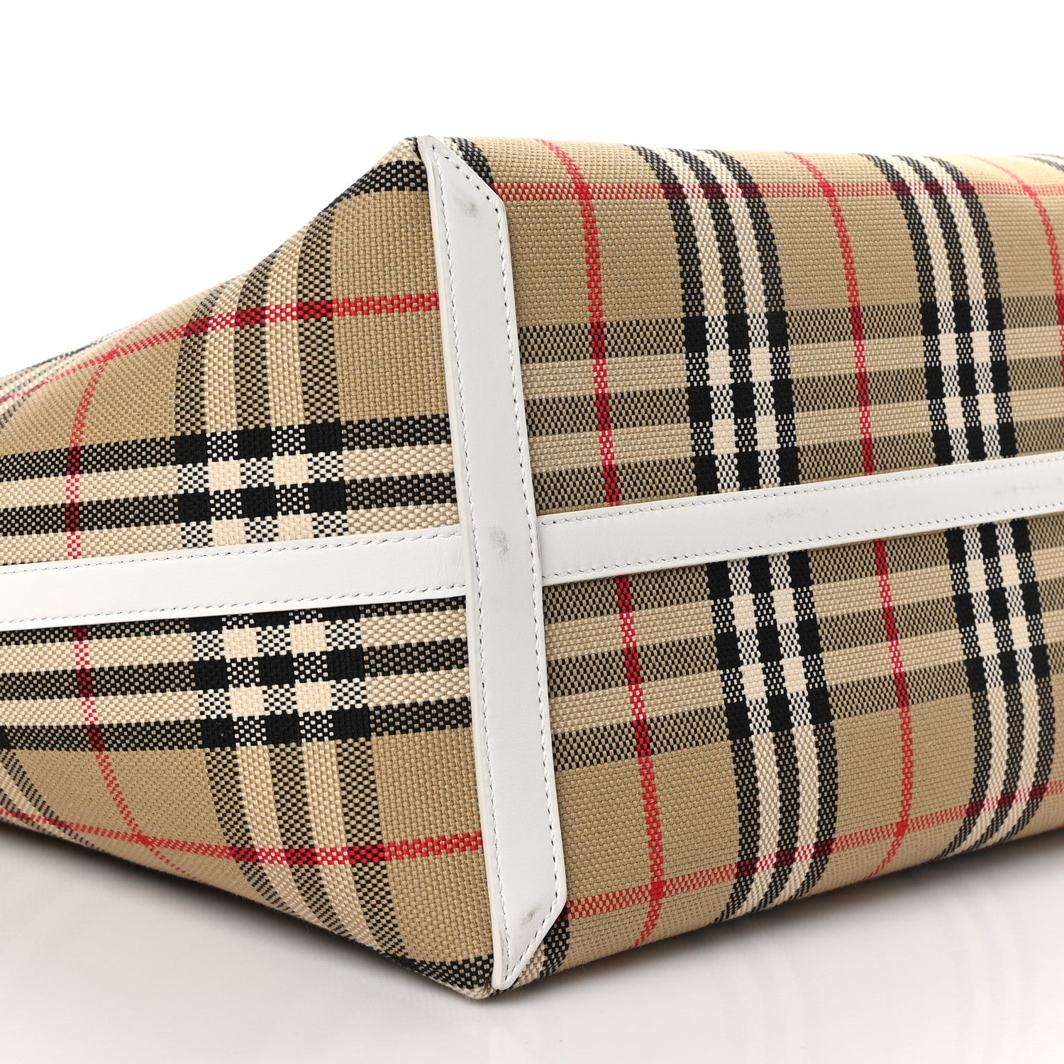 Burberry Cotton Vintage Check Medium London Tote Bag White 10 of 11
