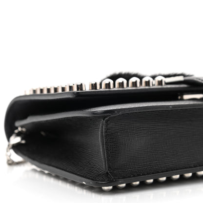 Fendi Vitello Elite Mink Fur Studded Karlito Tube Wallet on Chain Black 9 of 11