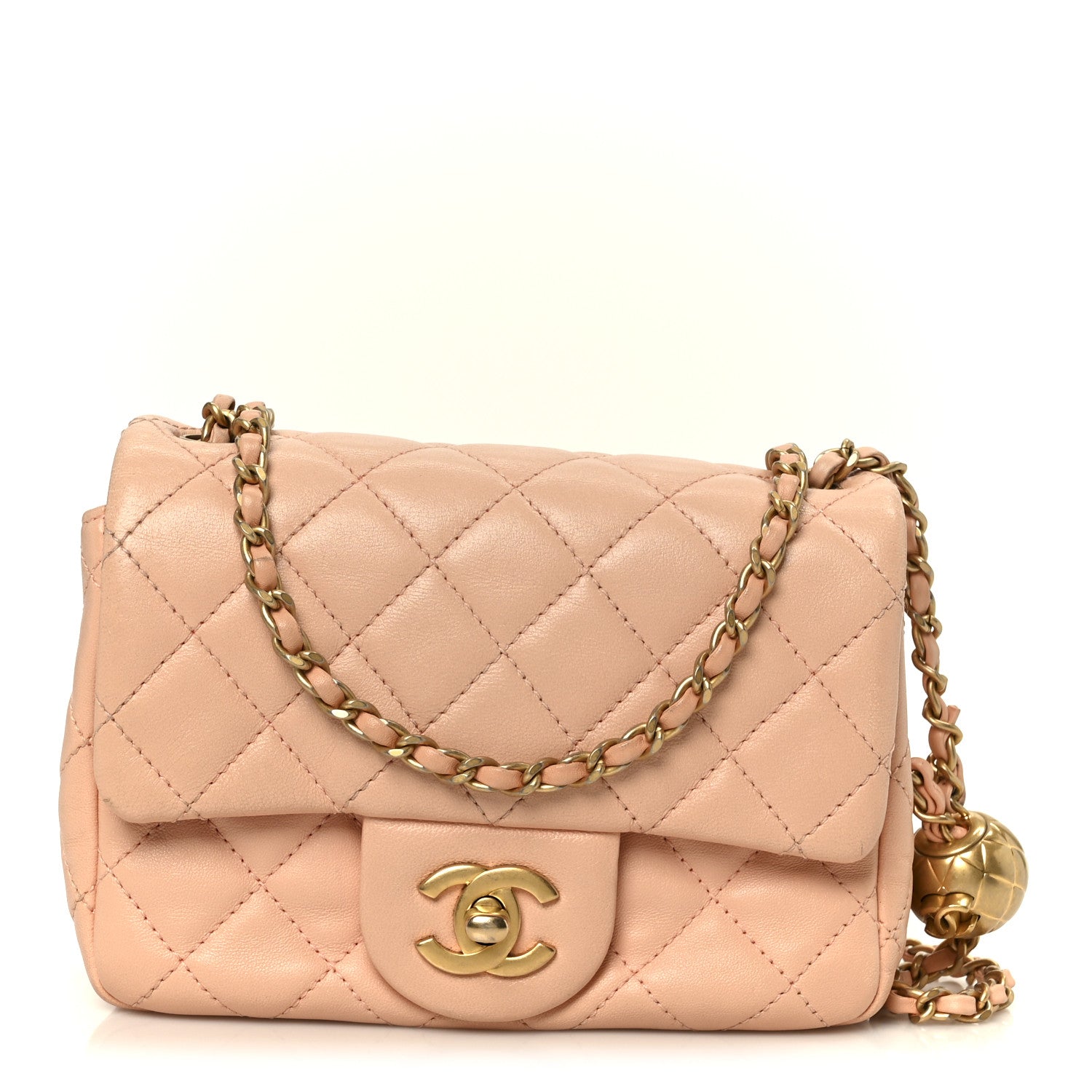 Chanel Lambskin Quilted Mini Pearl Crush Flap Light Orange 1840165