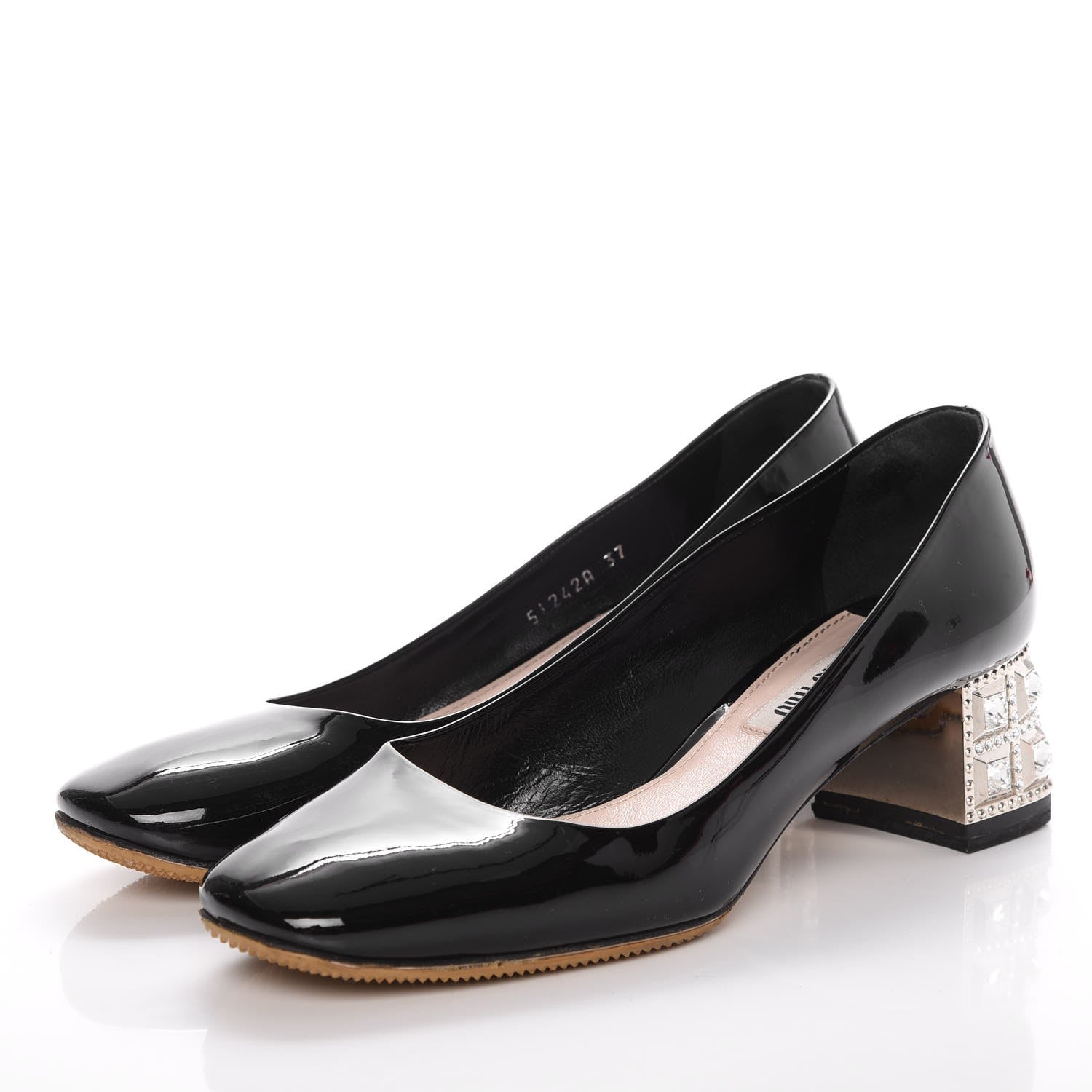 Miu Miu Patent Crystal Heel Pumps 37 Black 3 of 13