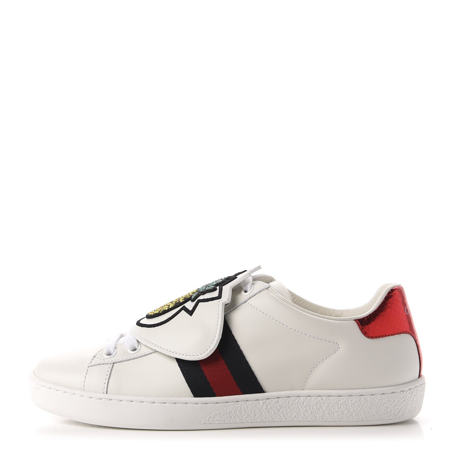 Gucci Calfskin Ayers Crystal Web Pineapple Embroidered Womens New Ace Sneakers 36.5 White 1 of 10