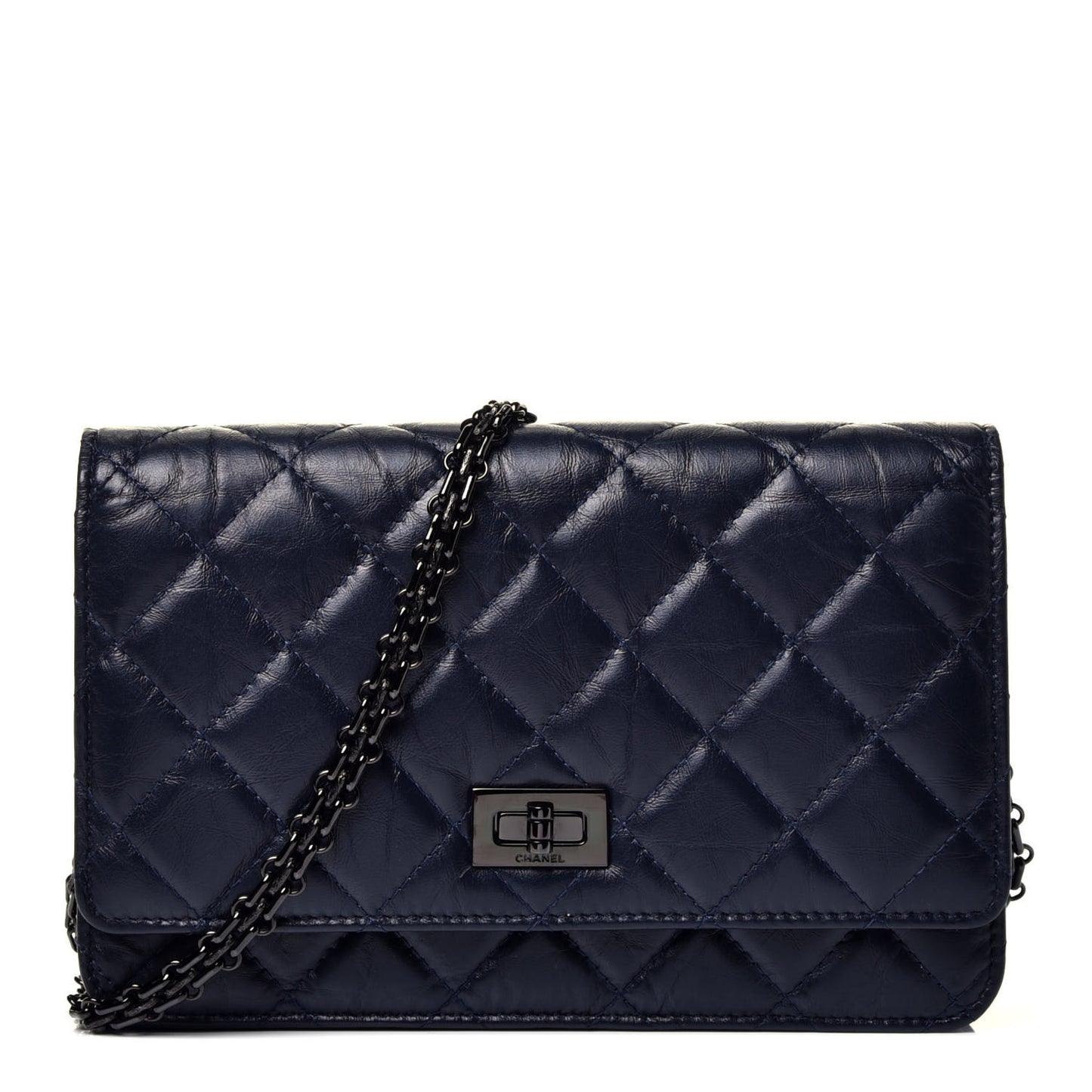 Aged Calfskin Quilted Reissue Wallet On Chain WOC Navy