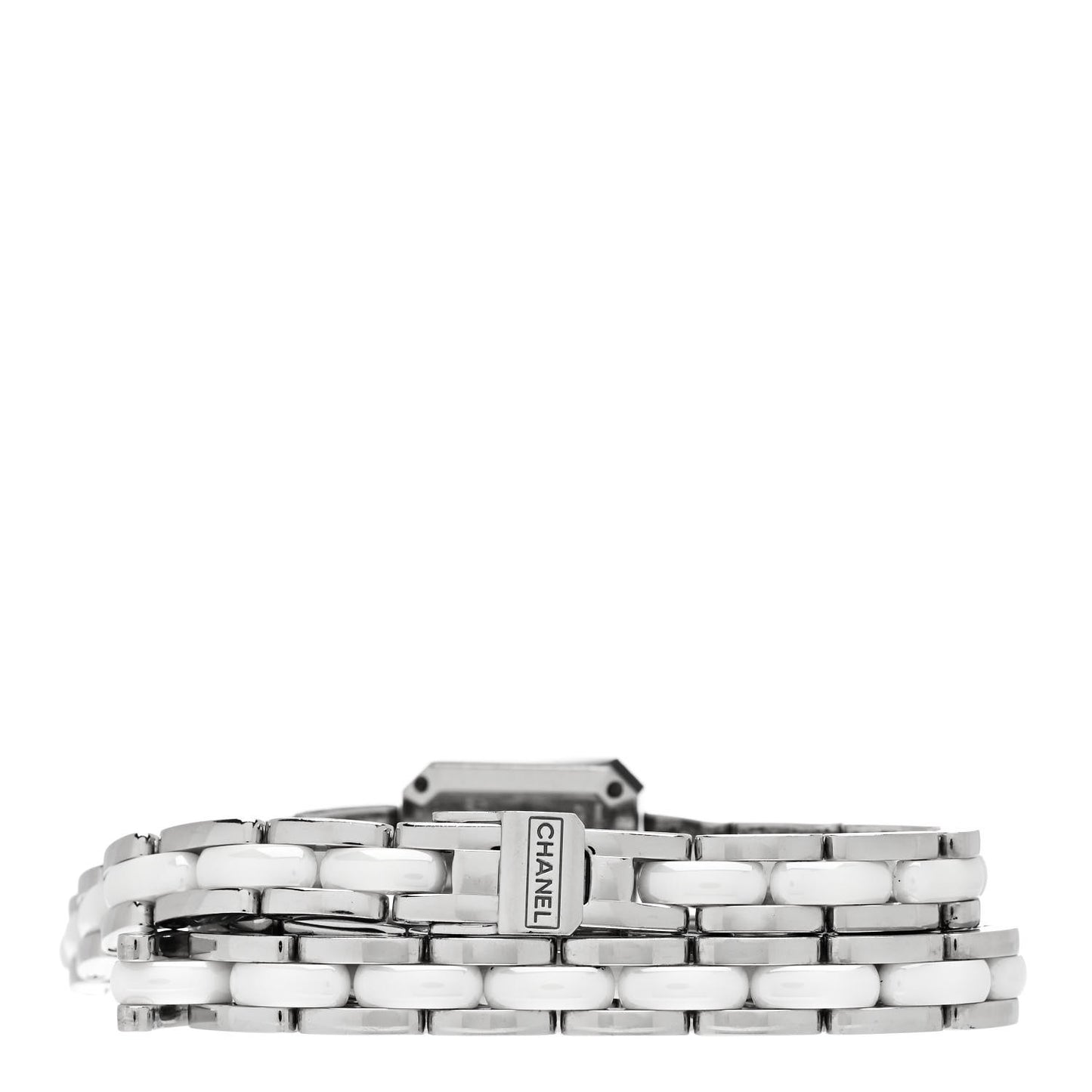 Stainless Steel Ceramic Diamond Bezel 16mm Premiere Triple Row Quartz Watch White