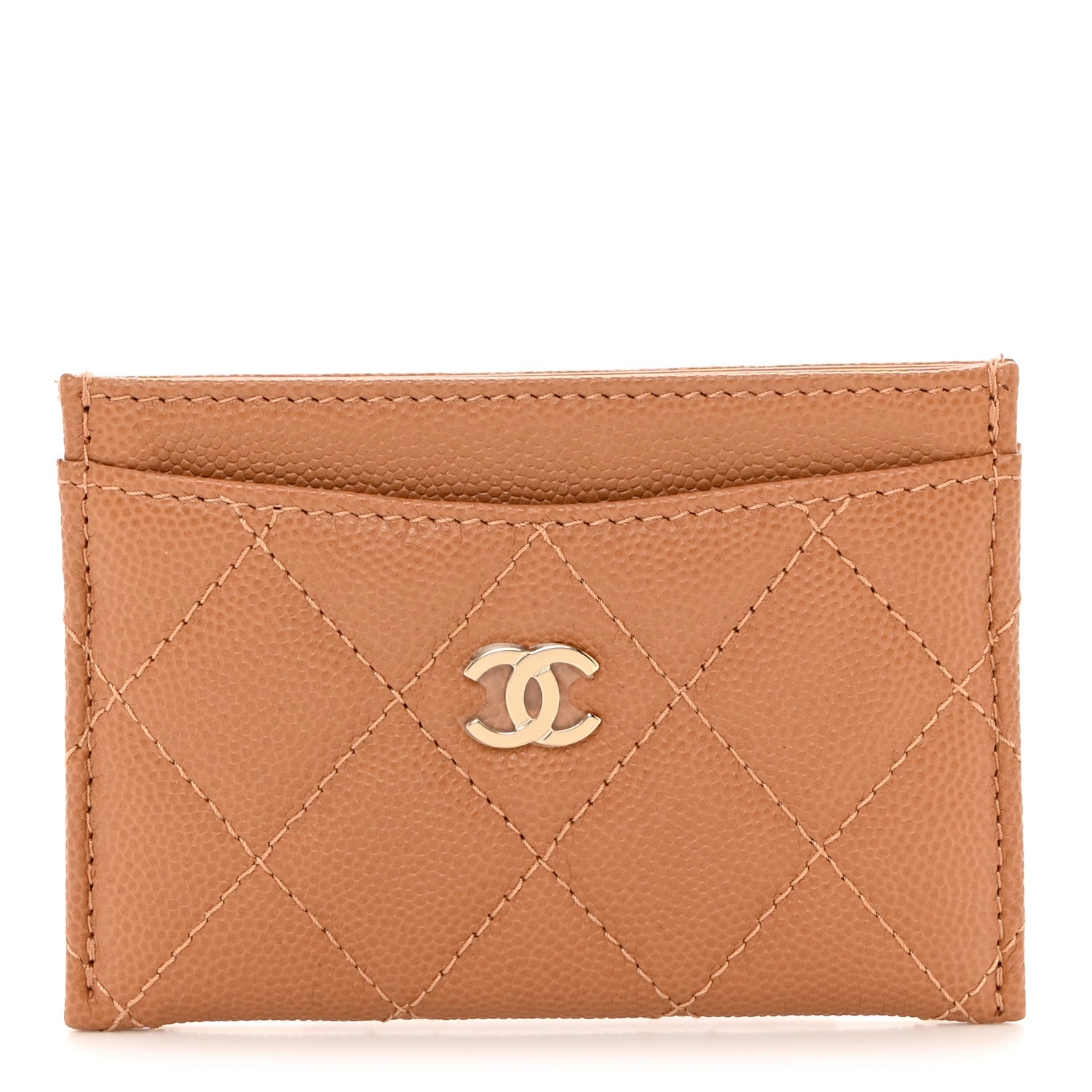 Chanel Caviar Quilted Card Holder Dark Beige 1 of 9