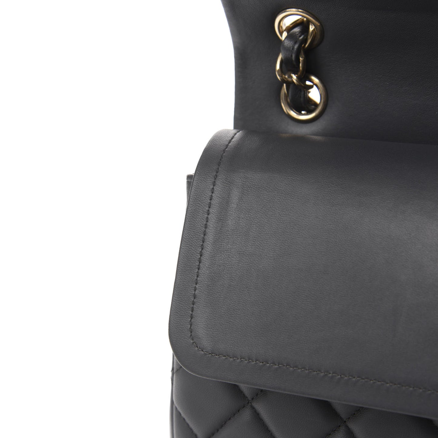 Lambskin Quilted Jumbo Double Flap Dark Grey