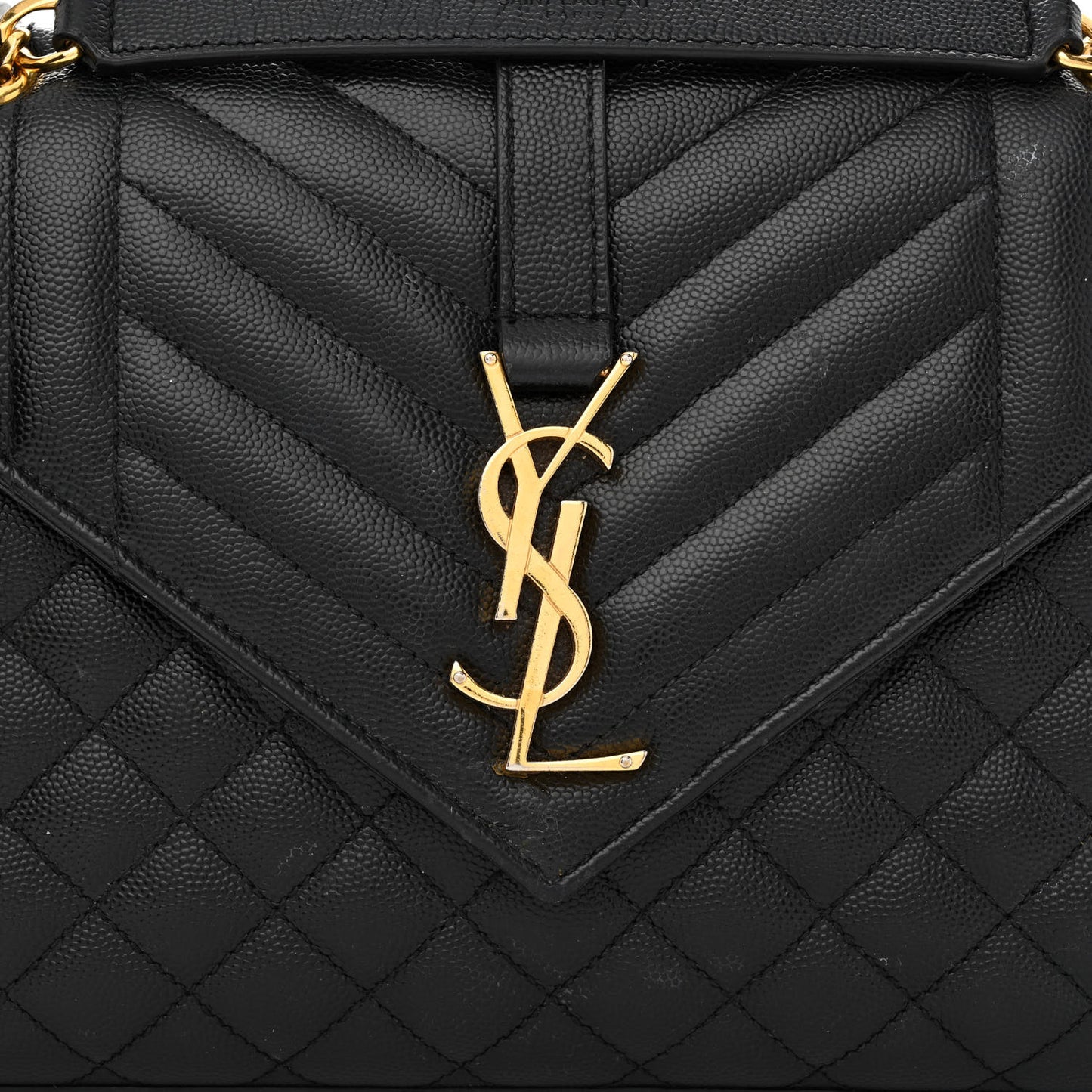 Grain De Poudre Textured Mixed Matelasse Triquilt Medium Monogram Satchel Black