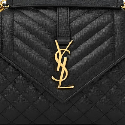 Saint Laurent Grain De Poudre Textured Mixed Matelasse Triquilt Medium Monogram Satchel Black 8 of 11