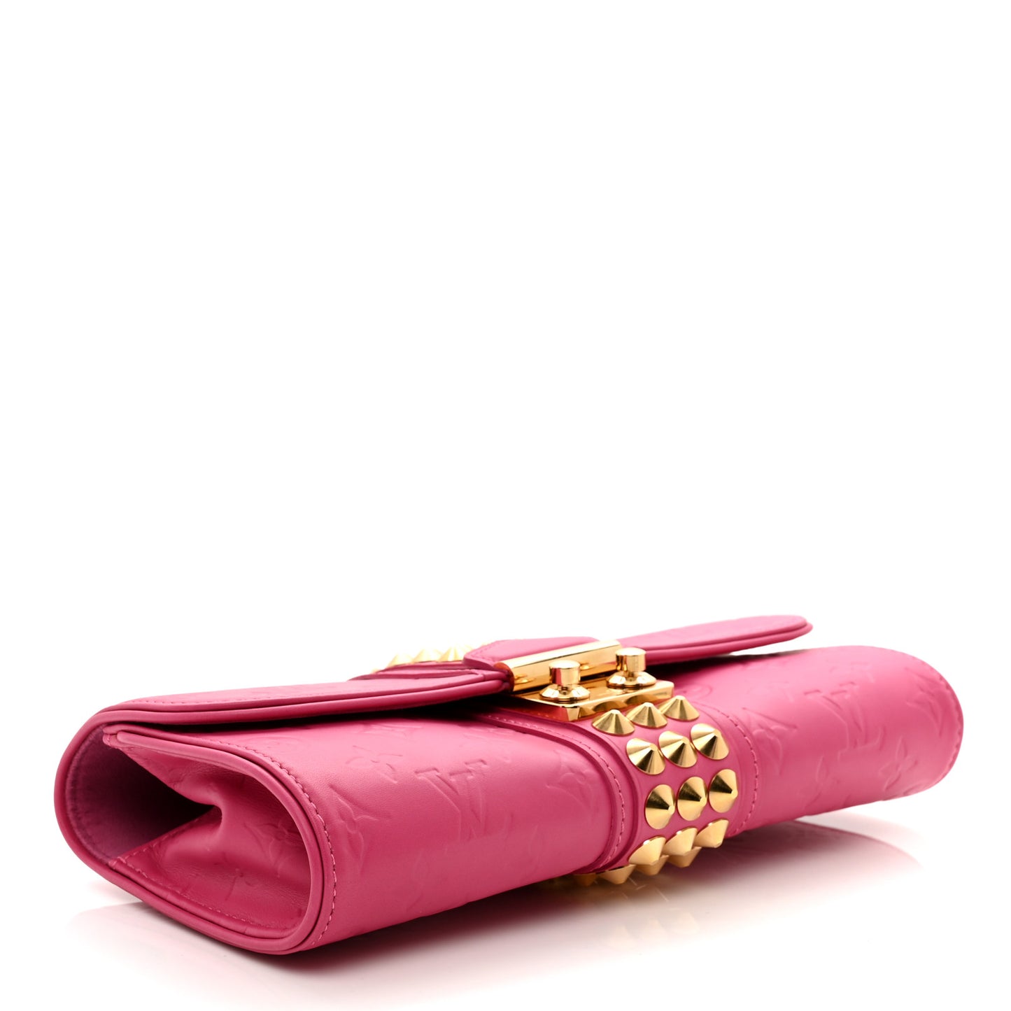 Calfskin Embossed Courtney Pochette Clutch Fuchsia