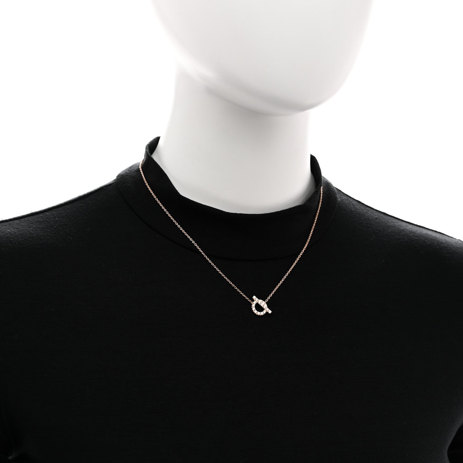 Hermes 18K Rose Gold Diamond Finesse Pendant Necklace 2 of 5