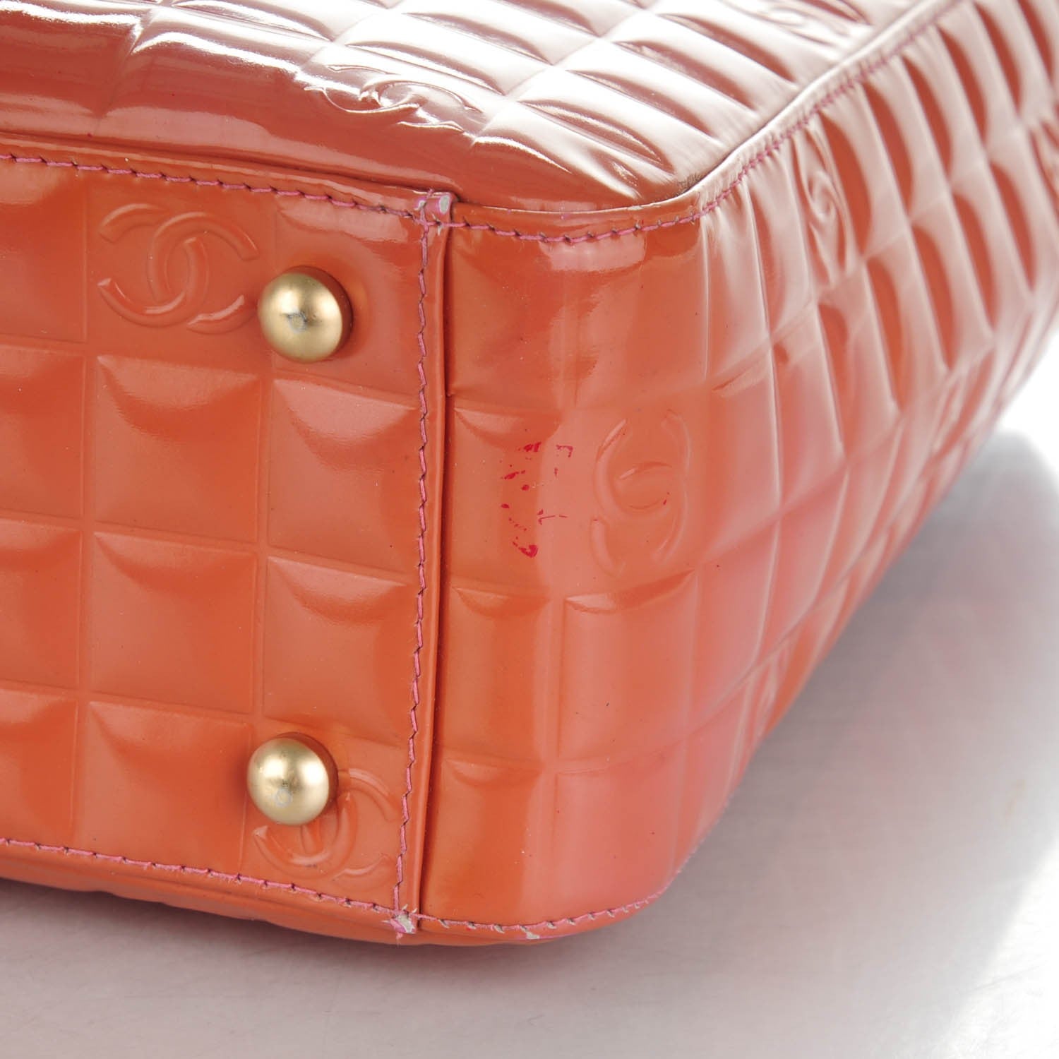 Chanel Patent Chocolate Bar Quilted Tote Pink 9 of 10