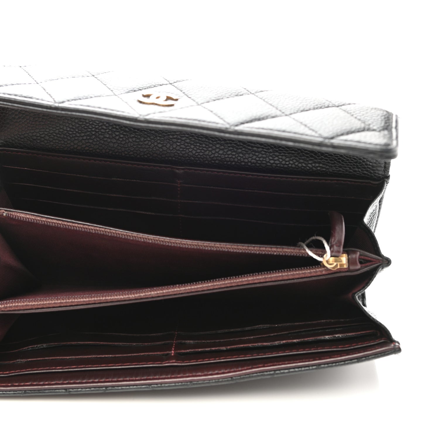 Caviar Quilted Large Gusset Flap Wallet Black
