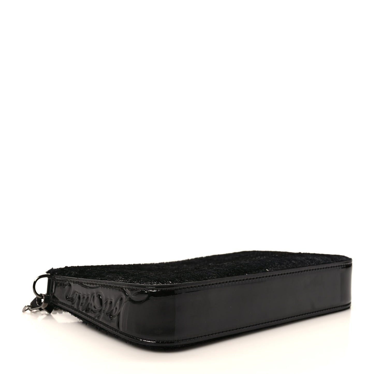Patent Velour Loubila Chain Clutch Black