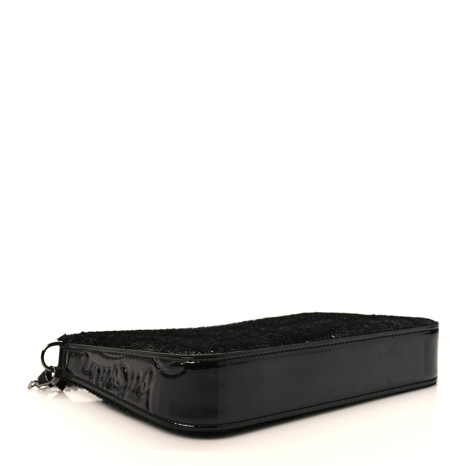 Christian Louboutin Patent Velour Loubila Chain Clutch Black 4 of 8