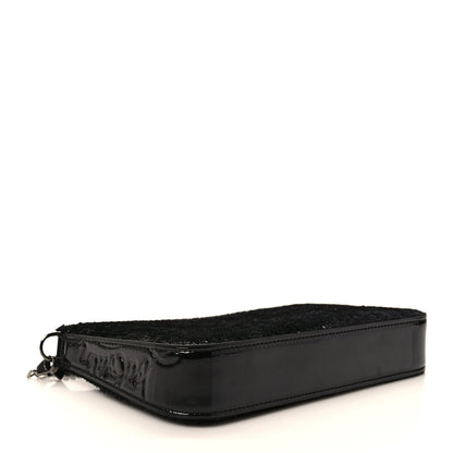 Christian Louboutin Patent Velour Loubila Chain Clutch Black 4 of 8