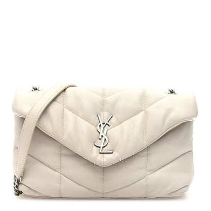 Saint Laurent Lambskin Quilted Toy Loulou Puffer Monogram Chain Satchel Crema Soft 1 of 9