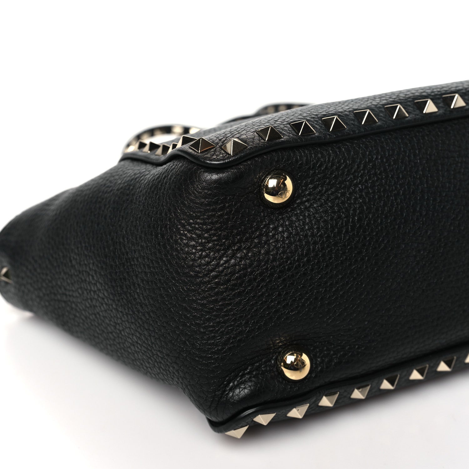 Valentino Garavani Pebbled Calfskin Small Rockstud Tote Black 8 of 9