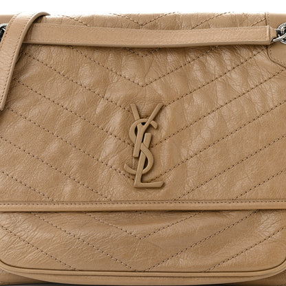 Saint Laurent Crinkled Calfskin Matelasse Monogram Large Niki Chain Satchel Dark Toffee 8 of 10