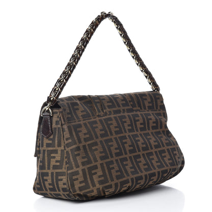 Fendi Zucca Patent Mia Shoulder Flap Tobacco 3 of 13
