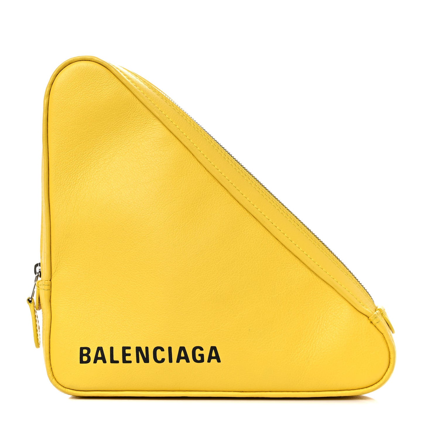 Shiny Day Calfskin Logo M Triangle Pouch Jaune Black