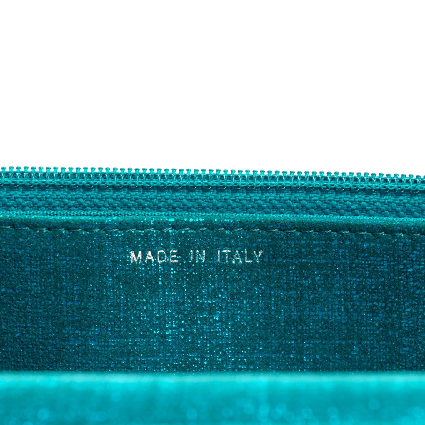 Metallic Calfskin Wallet on Chain WOC Turquoise