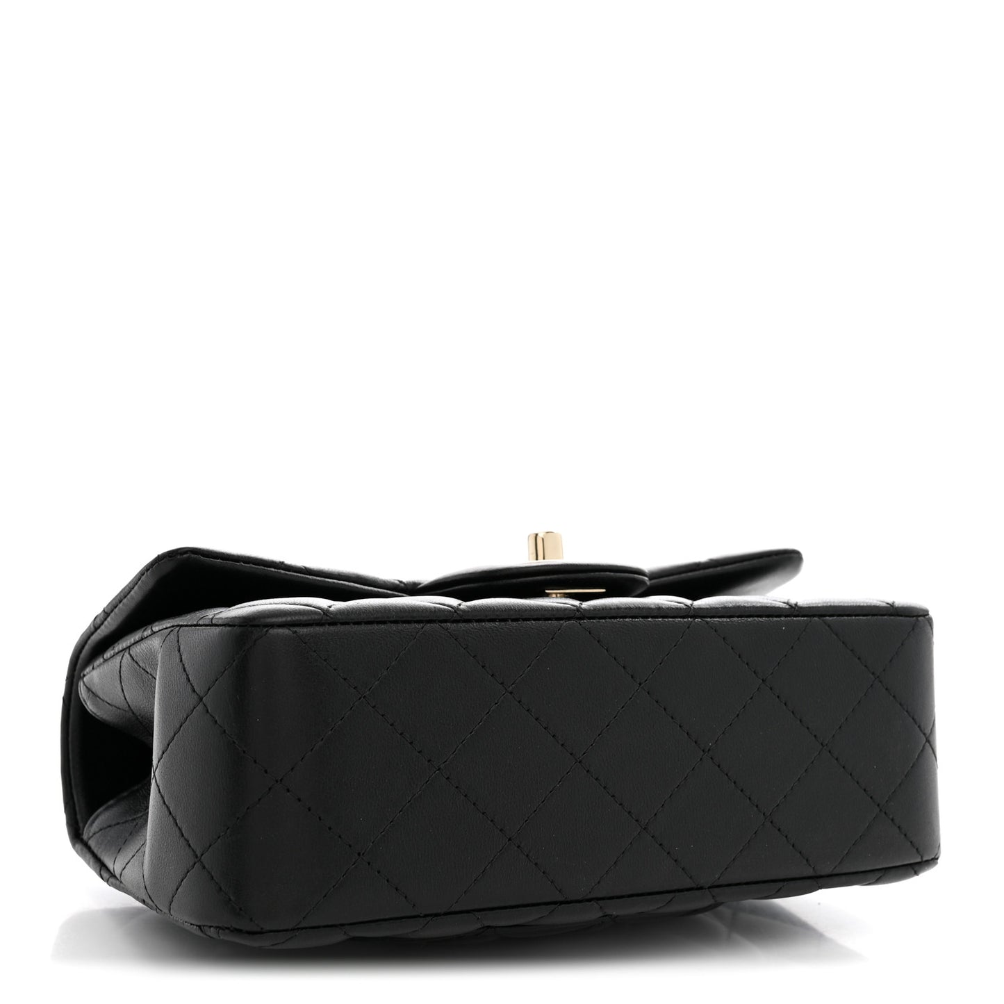 Lambskin Quilted Mini Top Handle Rectangular Flap Black