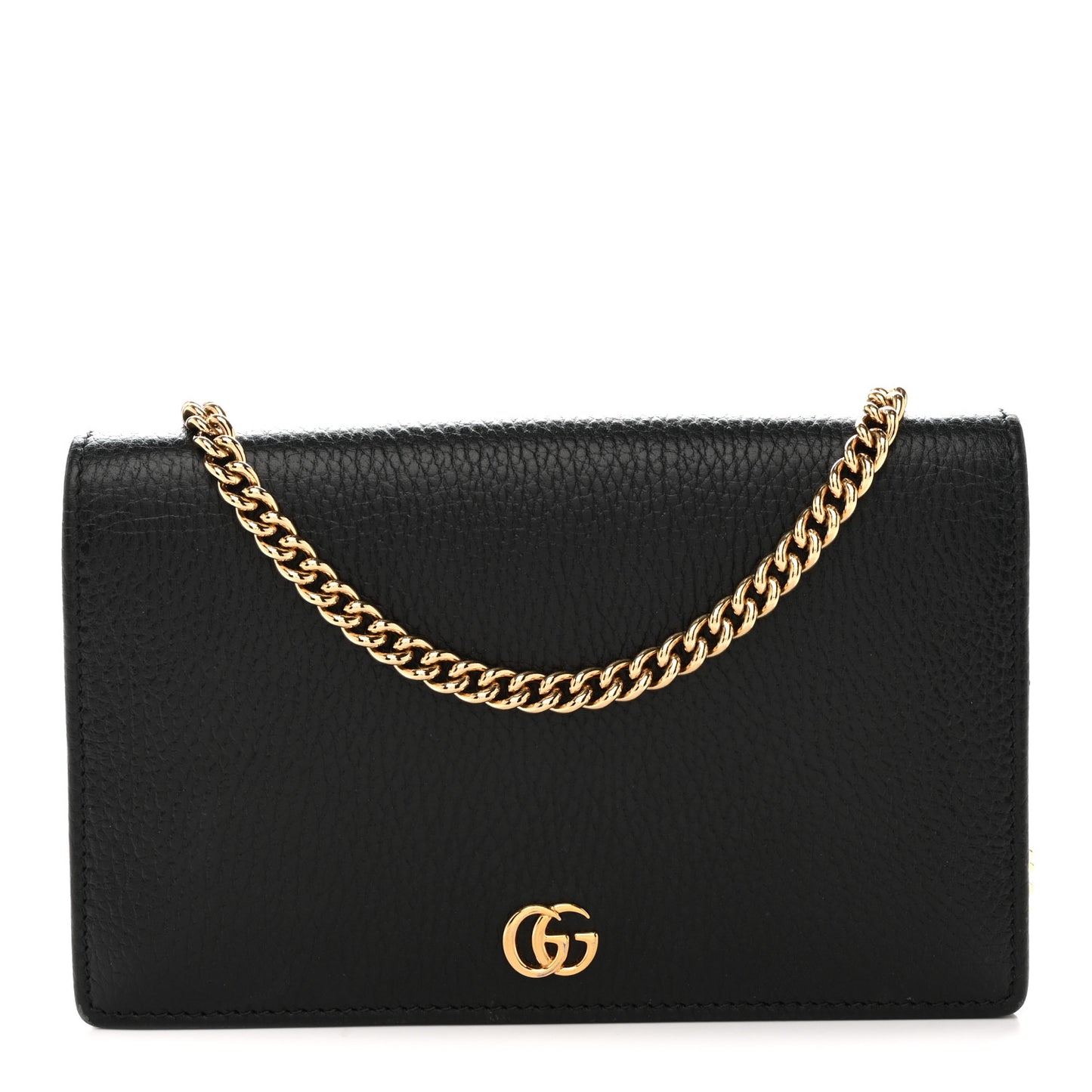 Dollar Calfskin Mini GG Marmont Chain Wallet Black